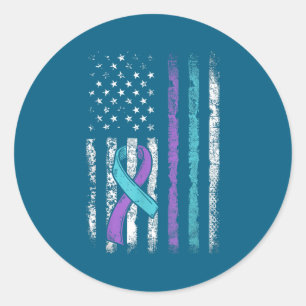 Vintage Usa American Flag Suicide Prevention Aware Classic Round Sticker