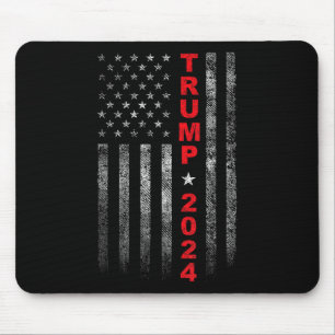 Vintage Usa American Flag Trump 2024 Election Camp Mouse Pad