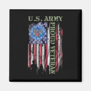 Vintage Usa American Flag Us Army Proud Veteran Mi Magnet