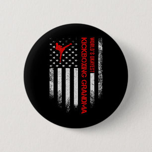 Vintage Usa American Flag World's Okayest Kickboxi 6 Cm Round Badge