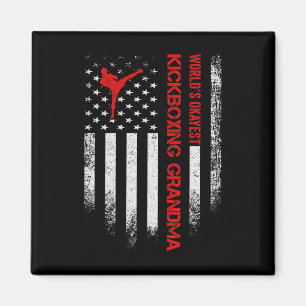 Vintage Usa American Flag World's Okayest Kickboxi Magnet