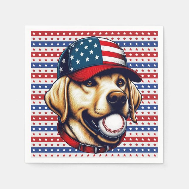 Vintage, USA baseball Labrador  Napkin (Front)