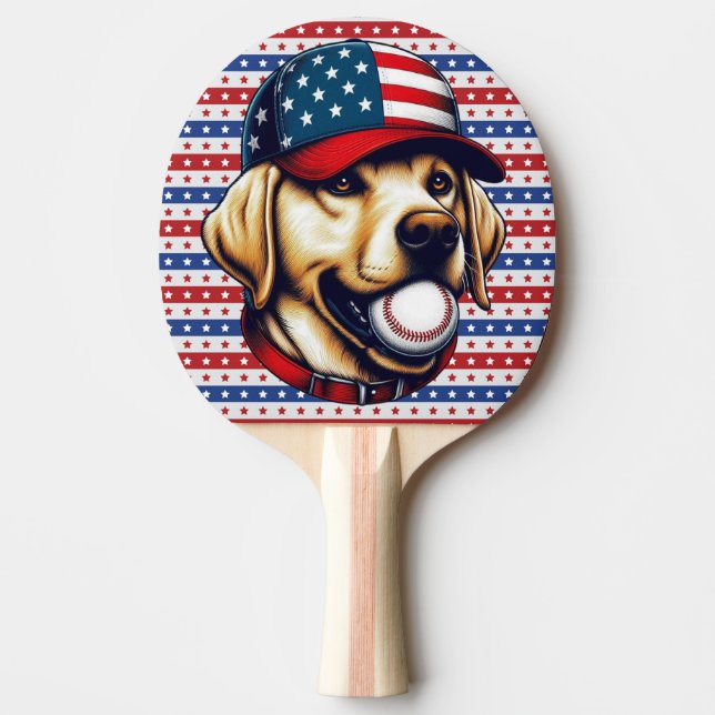 Vintage, USA baseball Labrador  Ping Pong Paddle (Front)