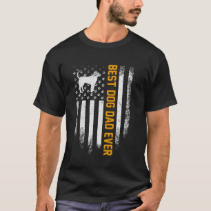 Vintage Usa Best Pitbull Dog Dad Ever American Fla T-Shirt