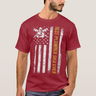 Vintage USA Best Plumber Dad Ever American Flag T-Shirt