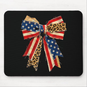 Vintage Usa Bow In Red White Blue For Patriotic Mouse Pad