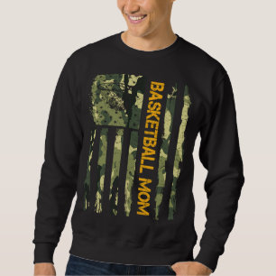 Vintage USA Camo Flag Proud Basketball Mum Silhoue Sweatshirt