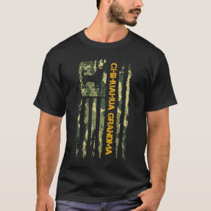 Vintage USA Camo Flag Proud Chihuahua Dog Grandma T-Shirt