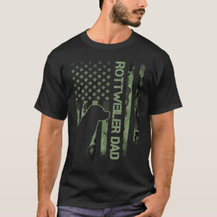 Vintage USA Camo Flag Proud Rottweiler Dad Rottie T-Shirt