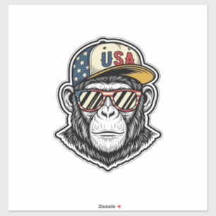 Vintage USA Chimp Patriotic Sunglasses Shirt Desig