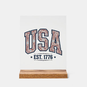 Vintage USA Est 1776 Patriotic Engraving Shirt_1 Acrylic Sign