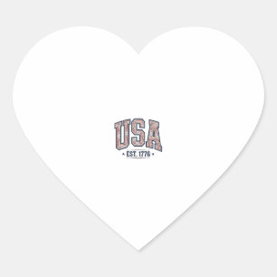 Vintage USA Est 1776 Patriotic Engraving Shirt_1 Heart Sticker