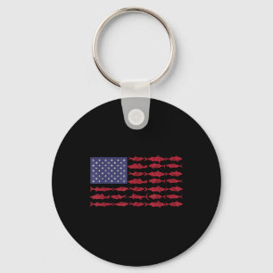 Vintage Usa Fish American Flag Shirt Fishing Gifts Key Ring