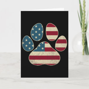 Vintage Usa Flag 4th Of July Paw Print Patriotic D Card