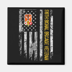 Vintage Usa Flag 516th Signal Brigade Military Vet Magnet