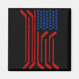 Vintage USA Flag American Ice Hockey Patriotic Magnet