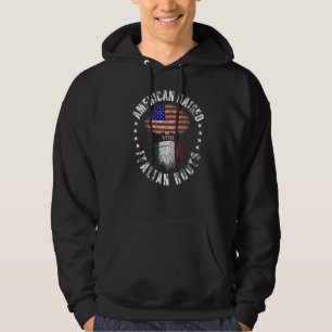 Vintage Usa Flag American Raised With Italian Root Hoodie