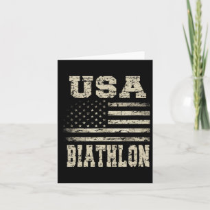 Vintage Usa Flag Biathlon Card