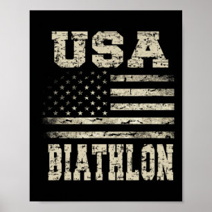 Vintage Usa Flag Biathlon  Poster