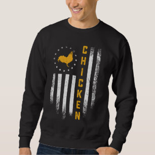 Vintage Usa Flag Chicken Lover Funny Rooster Farm Sweatshirt