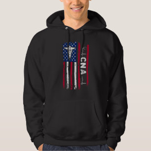 Vintage USA Flag CNA Life Certified Nurse Worker A Hoodie