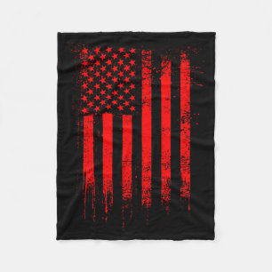Vintage USA Flag Distressed Red American Flag Hot Fleece Blanket