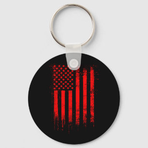 Vintage USA Flag Distressed Red American Flag Hot Key Ring