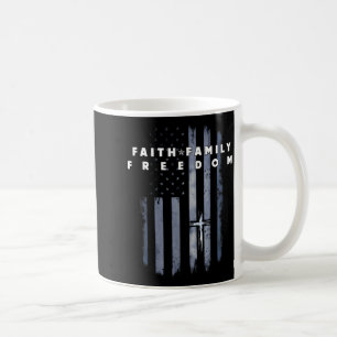 Vintage Usa Flag Faith Family Dom Patriotic Christ Coffee Mug