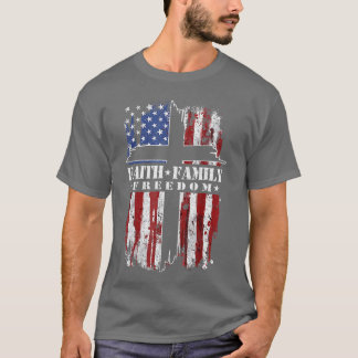Vintage USA Flag Faith Family Freedom Patriotic Ch T-Shirt
