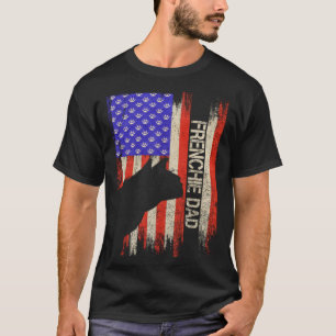 Vintage USA Flag French Bulldog Dog Dad Frenchie S T-Shirt