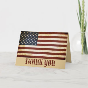 Vintage USA Flag Happy Veteran Day Thank You Card
