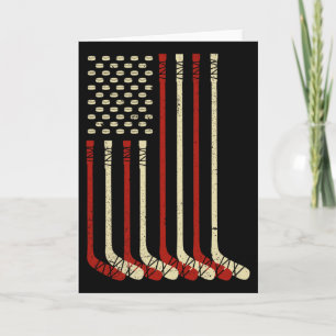 Vintage Usa Flag Ice Hockey - Funny Ice Hockey Us  Card