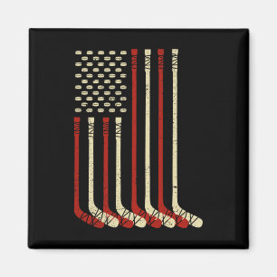 Vintage Usa Flag Ice Hockey - Funny Ice Hockey Us Magnet