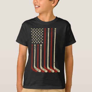 Vintage Usa Flag Ice Hockey - Funny Ice Hockey Us T-Shirt