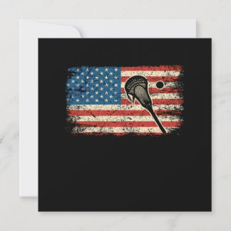 Vintage USA Flag Lacrosse Stick Lax Lacrosse Fan Invitation