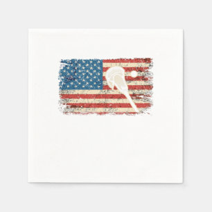 Vintage USA Flag Lacrosse Stick Lax Lacrosse Fan Napkin