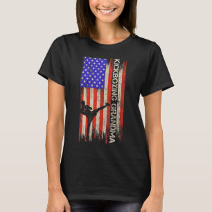 Vintage Usa Flag Mma Kickboxing Fighter Grandma Si T-Shirt