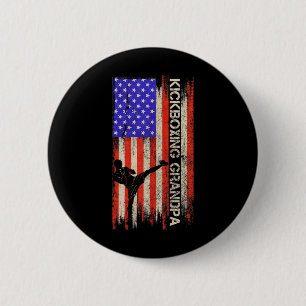 Vintage Usa Flag Mma Kickboxing Fighter Grandpa Si 6 Cm Round Badge