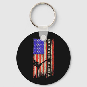 Vintage Usa Flag Mma Kickboxing Fighter Grandpa Si Key Ring