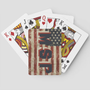 Vintage USA Flag Monogram Stars Stripes Patriotic Playing Cards