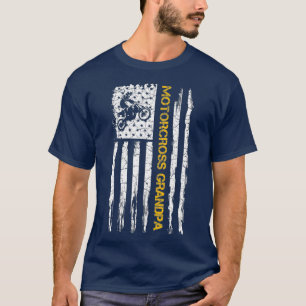 Vintage USA Flag Motorcross Dirt Bike Grandpa T-Shirt