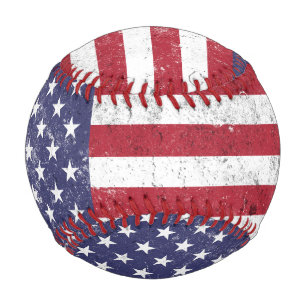 Vintage USA Flag Patriotic American Red White Blue Baseball