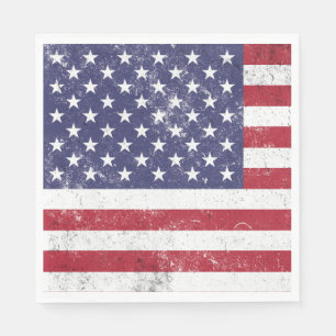 Vintage USA Flag Patriotic American Red White Blue Napkin