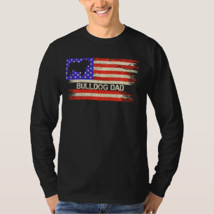 Vintage Usa Flag Proud English Bulldog Dog Dad Sil T-Shirt