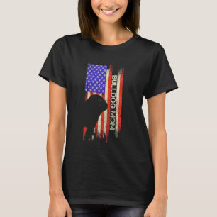 Vintage Usa Flag Proud English Bulldog Dog Mum Sil T-Shirt