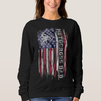 Vintage Usa Flag Proud Motocross Dirt Bike Dad Sil Sweatshirt
