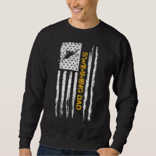 Vintage Usa Flag Proud Swimming Dad Swim Swimmer S Sweatshirt