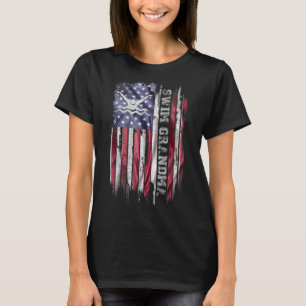 Vintage Usa Flag Proud Swimming Grandma Swimmer Si T-Shirt