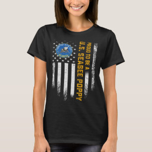 Vintage USA Flag Proud To Be A US Seabee Veteran P T-Shirt