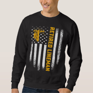 Vintage USA Flag Retired Electric Cable Lineman Re Sweatshirt